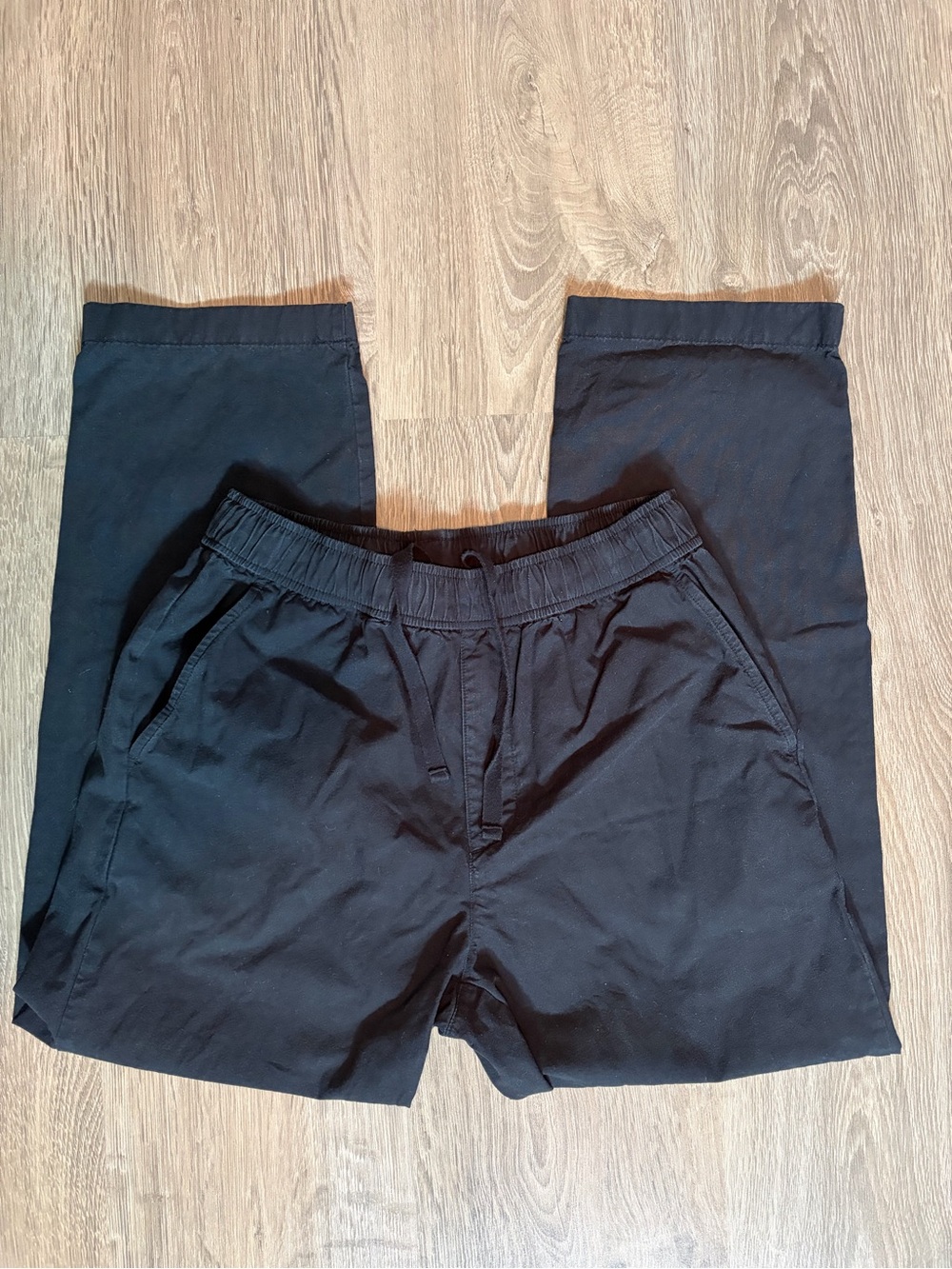 Uniqlo Women's Cotton Black Elastic-Waist Tapered Trousers - Size S